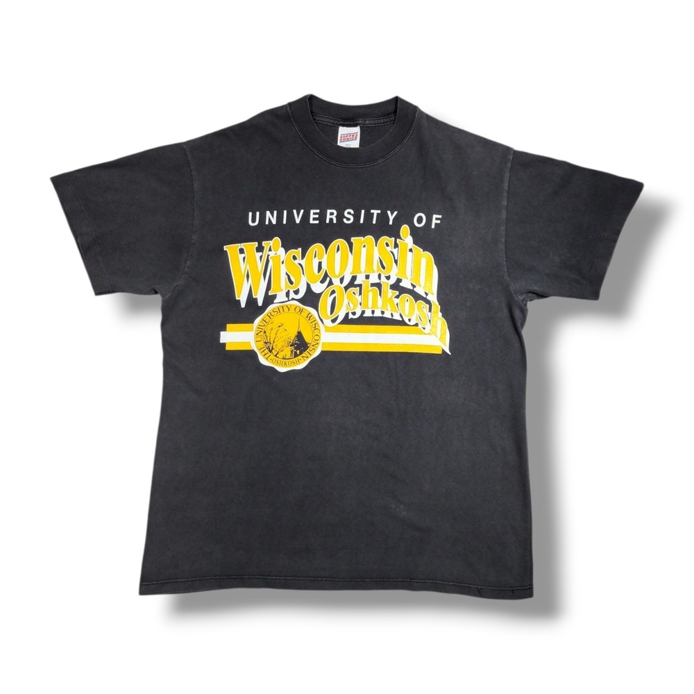 Vintage University Of Wisconsin Oshkosh Black Soffe's Choice T-Shirt Men's‎ L